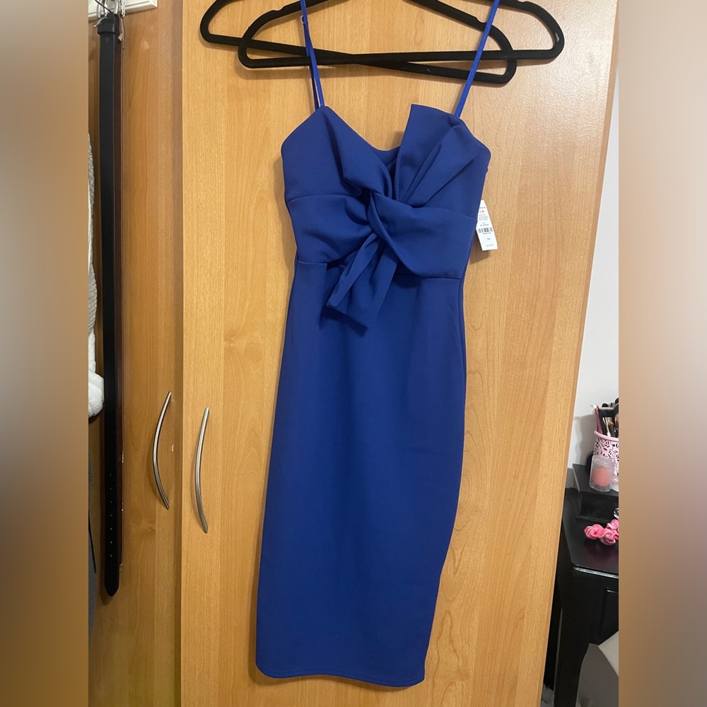 NWT Royal Blue Knot-Front Midi Dress